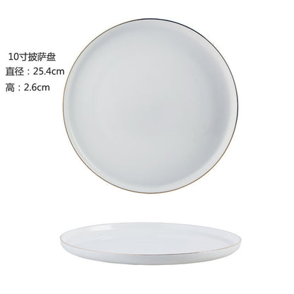8/10Inch Nordic Black Matte Ceramic Dishes Dessert Salad Steak Plates Tableware