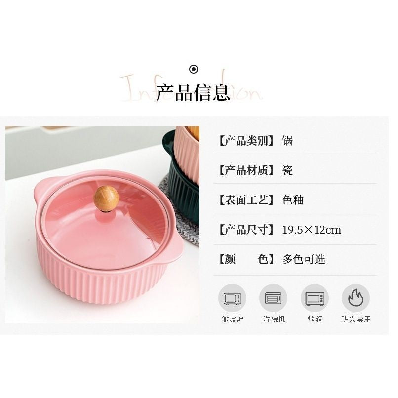 ANJU アンジュ Ready Stock Nordic Style Cute Bowl Ceramic Instant Noodle Bowl With Lid Soup Bowl Mangkuk Lauk Mangkuk Seramik