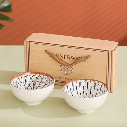ANJU アンジュ 【Free Gift】Traditional Japanese Style Rice Bowl Ceramic Mangkuk Set Ceramik Soup Bowl Tableware Christmas Gift