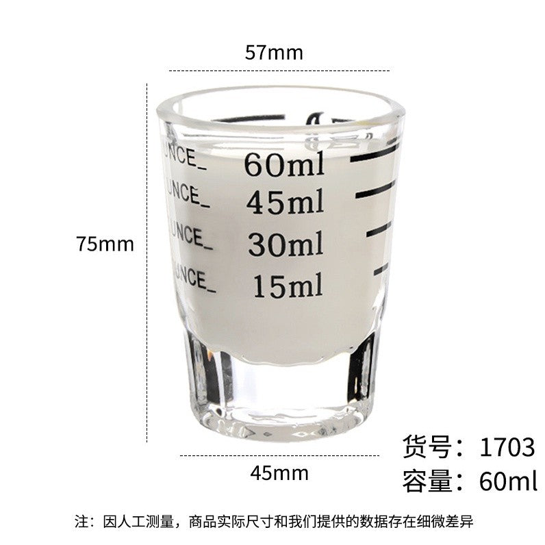 (Ready Stock)Coffee Espresso Shot Glass Double Mouthed Heat Resistance with Measuring Line 30ml 60ml 75ml