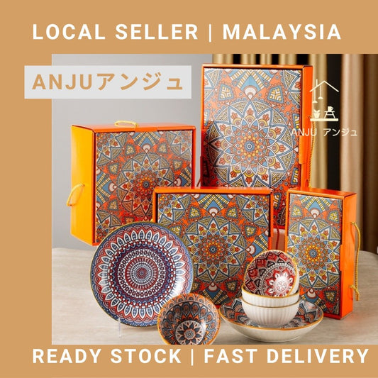 ANJU アンジュ Bohemian Style Rice Bowl Porcelain Bowl Mangkuk Ceramik Soup Bowl Doorgift Wedding Gift Dinnerware Gift