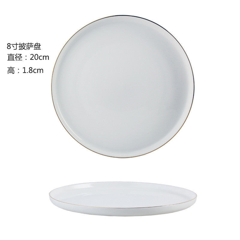 8/10Inch Nordic Black Matte Ceramic Dishes Dessert Salad Steak Plates Tableware