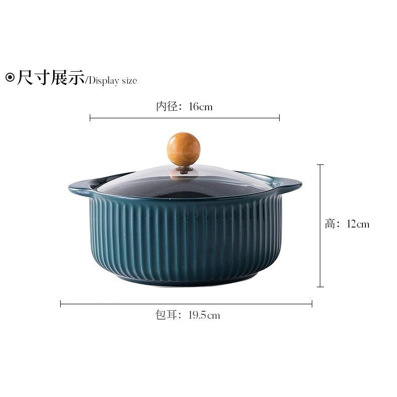 ANJU アンジュ Ready Stock Nordic Style Cute Bowl Ceramic Instant Noodle Bowl With Lid Soup Bowl Mangkuk Lauk Mangkuk Seramik