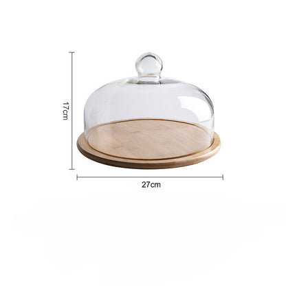 Wooden Cake Stand with Glass Cover Cupcake Stand Display Stand Dessert Plate Food Display Fruit Display Tray