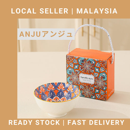 ANJU アンジュ Traditional Japanese Style Rice Bowl Porcelain Bowl Ceramic Mangkuk Set Ceramik Soup Bowl Tableware Raya Gift