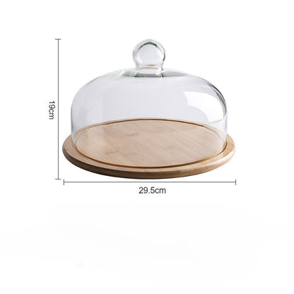Wooden Cake Stand with Glass Cover Cupcake Stand Display Stand Dessert Plate Food Display Fruit Display Tray