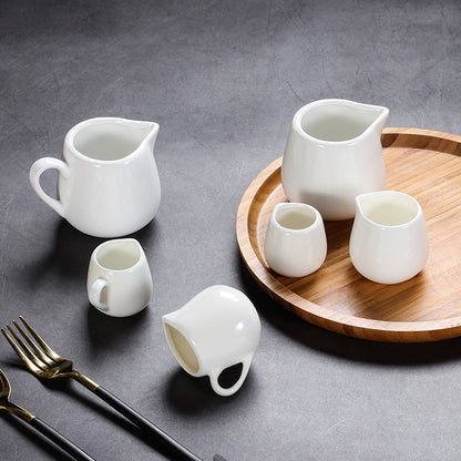 White Ceramic Milk Jar / Milk Jug for Tea/Coffee Sugar & Creamer & Milk Pots Pitcher Seasoning Jar Creamer