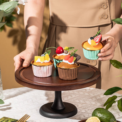 Wooden Cake Stand with Glass Cover Cupcake Stand Display Stand Dessert Plate Food Display Fruit Display Tray