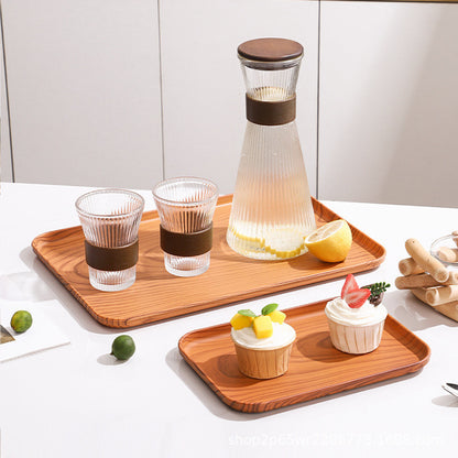 Thicken Bamboo Serving Food Tray Tea Tray Wooden Tray Zen Decoration Japanese Style Tray Fruit Platters Dinner Plate木质托盘