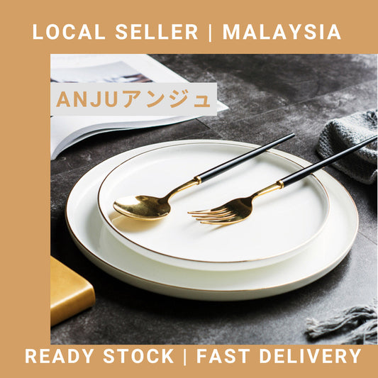 8/10Inch Nordic Black Matte Ceramic Dishes Dessert Salad Steak Plates Tableware
