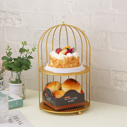 Bird Cage Cake Dessert Desktop Perfume Organizer Holder Countertop Makeup Rack Creative Home Gold Table Decoration