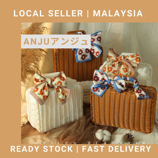 ANJU アンジュ Vintage Rattan Woven Storage Case Makeup Holder Suitcase Sundries Organizer Box Gift Box 竹篮