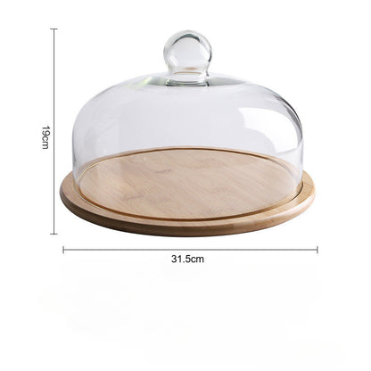 Wooden Cake Stand with Glass Cover Cupcake Stand Display Stand Dessert Plate Food Display Fruit Display Tray
