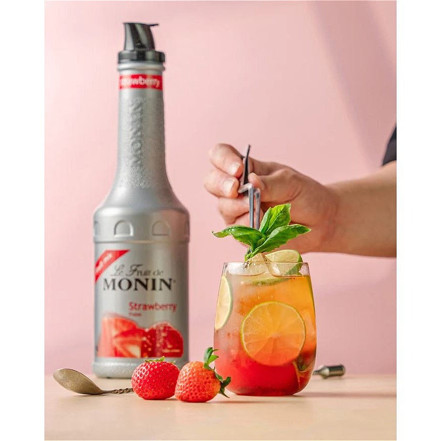 (Ready Stock)MONIN Puree Fruit Mix 1 Litre Various Flavors Strawberry Passion Fruit Peach