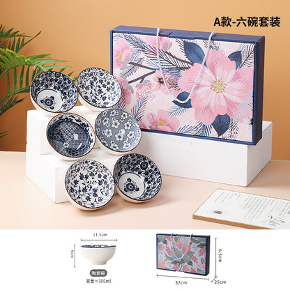 Traditional Japanese Style Rice Bowl Porcelain Bowl Ceramic Bowl Plate Mangkuk Keramik Doorgift Wedding Gift Dinnerware